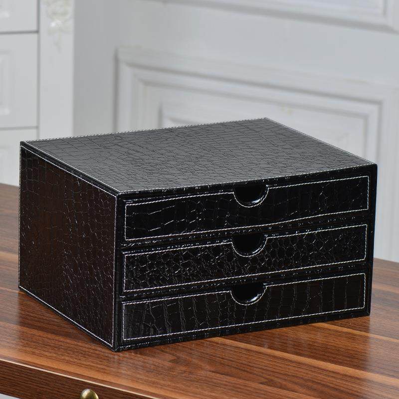 高档创339意皮质桌面文件收纳盒公抽屉A整理储物办柜放4纸办公用,淘宝优惠券,粉丝福利购,淘宝优惠卷