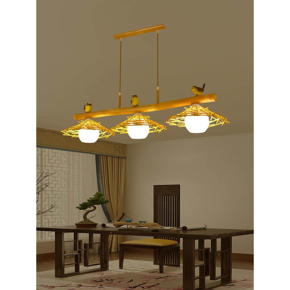 中式餐厅灯简约现代头餐桌灯厅吧台灯饭吊创意鸟三巢231竹艺餐厅,淘宝优惠券,粉丝福利购,淘宝优惠卷