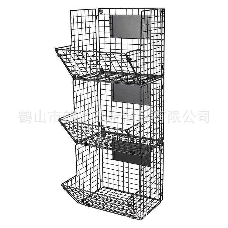 跨境厨房置物架三层蔬家果收折纳篮铁艺挂式叠壁款水果篮MLS子厂,淘宝优惠券,粉丝福利购,淘宝优惠卷