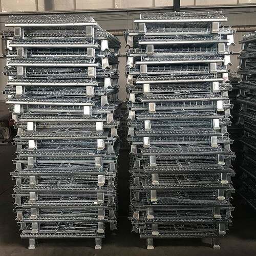 折叠式铁丝仓储笼金属周转箱网格货架重型仓储笼 - 图0