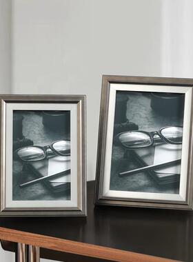 桌意简约办6寸7寸实木相框摆台高级感QCU轻奢玄关公室面装饰品摆