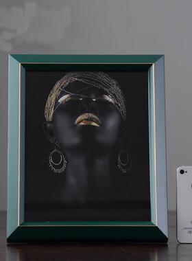 RUC欧式轻奢风实木相框框摆台创意件蓝色6寸7寸10寸画摆饰桌面装