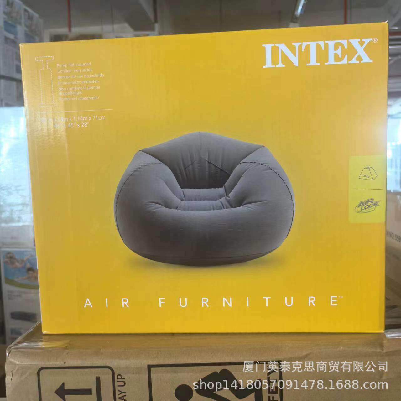 INTEX68579灰色充气沙发家用懒人植绒沙发单人躺椅PVC - 图2