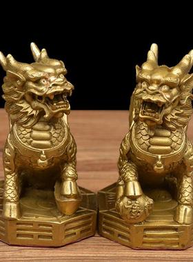 达品全黄铜八卦麒麟家居公办宏室玄关装饰品铜八卦麒麟八卦麒麟礼