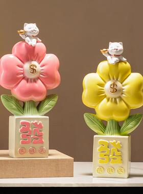 旺有钱花招术猫财摆件高级感客厅家用宅电视柜玄招财猫关钱到家艺