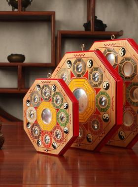 桃木九八卦镜雕卦刻家用IOO八凸镜大号小号门宫口窗口阳台摆件挂