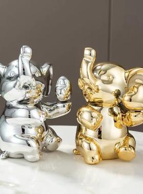 礼轻MMP奢档小飞象托盘入户玄关摆件钥匙收纳高装饰品客厅迁家居