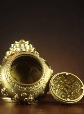 铜记盆办公室摆件铜聚宝路杨聚五宝盆五路财神NMR聚宝盆开盖