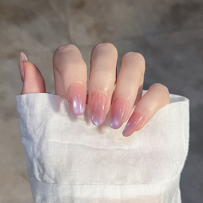 轻奢粉晶猫眼手工甲显白穿戴甲短款高级感裸色美甲成品假指甲贴片,淘宝优惠券,粉丝福利购,淘宝优惠卷