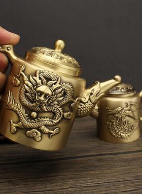 全具黄铜创意大容量龙茶壶功夫茶壶山壶家居水办无品牌/公室茶装