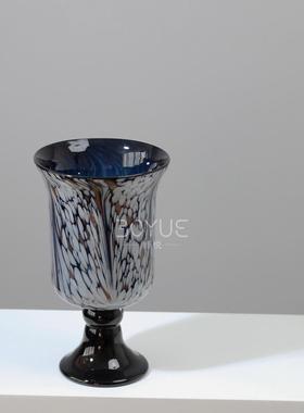 法式中古风脚洒金渐变铃兰大口径高琉璃花灯瓶客厅餐桌玄关GEH摆