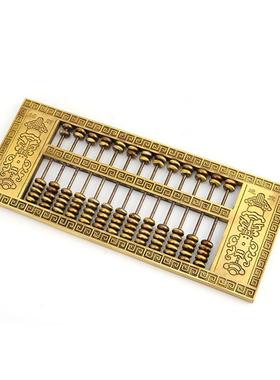 铜算盘摆件实心铜铜算算花边铜107算盘盘回纹盘