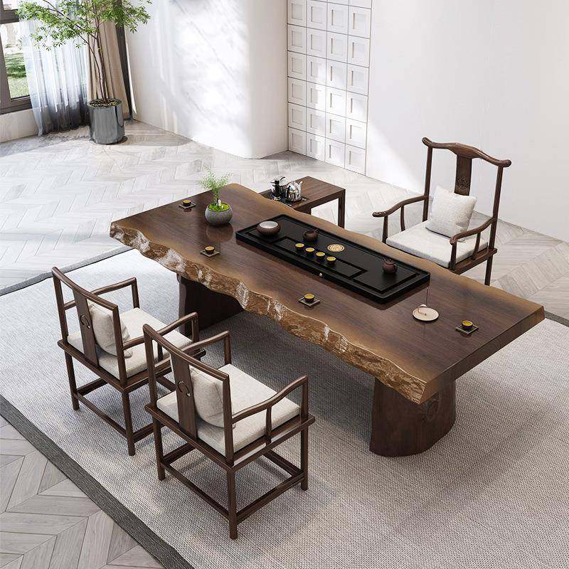 新中式实木茶桌椅组合一体茶台整板茶桌实木全套家用大板原木茶几,淘宝优惠券,粉丝福利购,淘宝优惠卷
