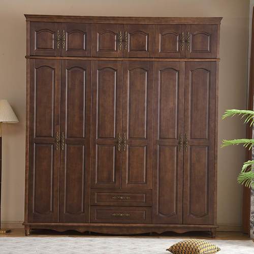 美式实木衣柜现代简约四五六门家用卧室收纳储物柜复古主卧大衣橱 - 图2