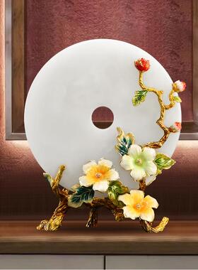 新中式珐琅彩高端摆件客厅玄关电平CF-06253视柜居饰品高档安扣石