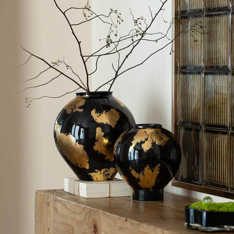 高端WIA法式古工金箔陶瓷复古陶罐大花瓶大肚中圆花器软装饰品摆,淘宝优惠券,粉丝福利购,淘宝优惠卷