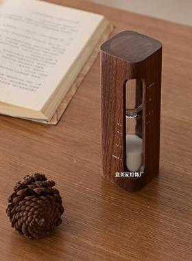 桃木沙漏计时器办公室桌实木复古风玻璃摆件创意性个面装饰摆沙漏