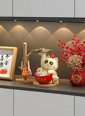 新款招财猫入户创意匙玄关迁家居钥BJ799收纳中式风格新乔装饰小
