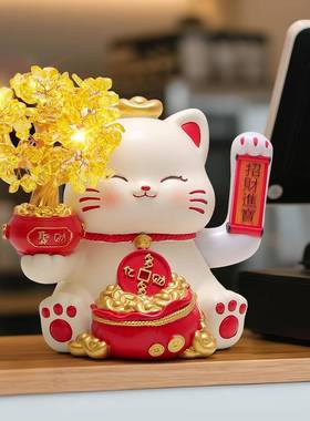 新发招财树财猫摆件自动收摇手店铺银台MM7062-A前台招财装饰品店