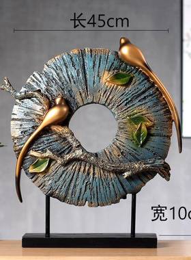 美式象现代玄关室内样板YIS房电视屏柜艺风术品摆件新中式抽小鸟