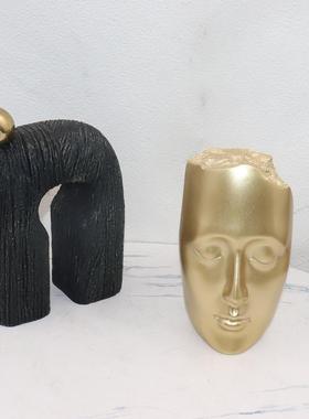 现代简约饰抽象WUM艺木术树脂摆件样板间电纹视柜创意家居软装品