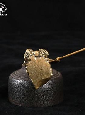 创意实心黄铜斗胜齐天大圣摆件桌佛棒面茶宠文镇纸摆战饰金箍BJ11