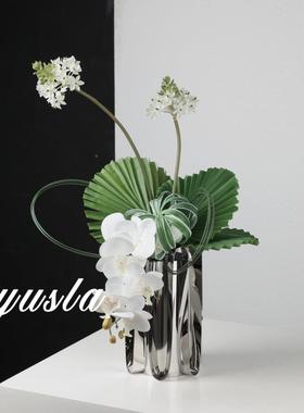 简客厅插吧干花约瓶花不锈钢茶几售楼部MUR酒器店餐厅台摆件软装