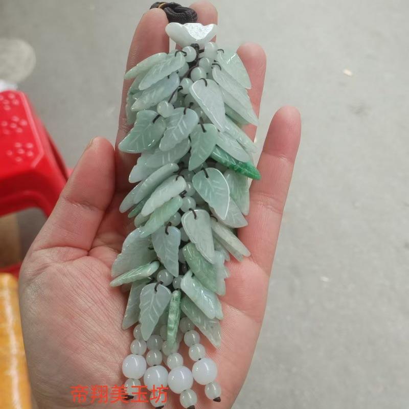 翡翠车挂挂翡翠葫芦树叶平安扣汽车件RDC车吉祥挂 - 图2