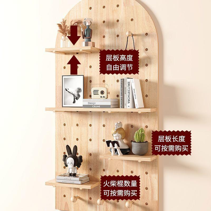Decorated FKQ solid wood hole board shelf entrance wall wall entry display hanging board partition wall storage display