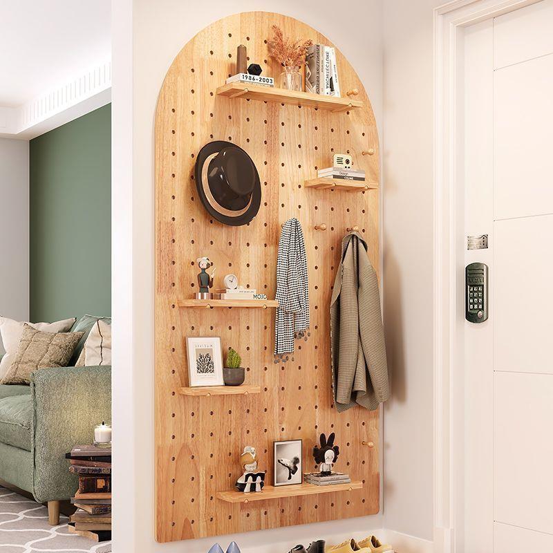Decorated FKQ solid wood hole board shelf entrance wall wall entry display hanging board partition wall storage display