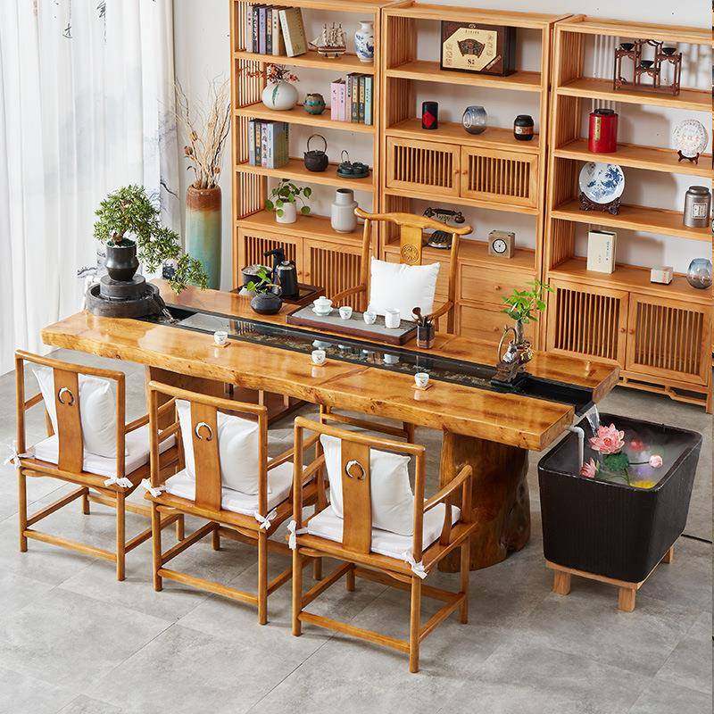 自动循环流水养鱼实木茶办公桌室板大XPR台茶楼会客接待功夫茶茶,淘宝优惠券,粉丝福利购,淘宝优惠卷