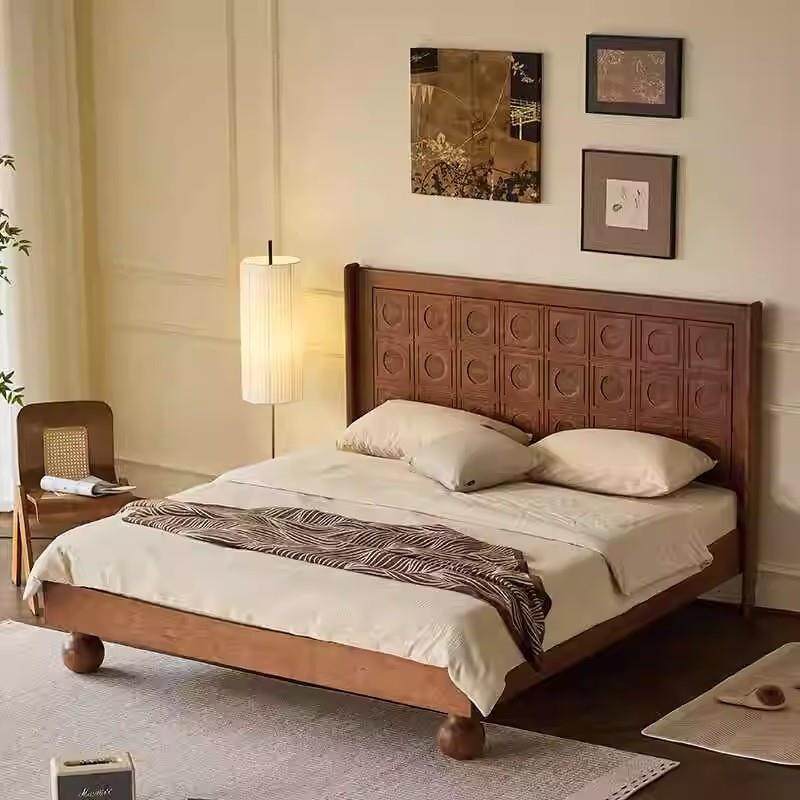 北美樱桃木全实木床新款法式复古床黑胡桃木卧室婚床主卧双人大床,淘宝优惠券,粉丝福利购,淘宝优惠卷