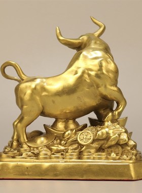精工纯铜扭转乾坤牛回头牛金钱元宝生肖抬头牛招财兴事业送礼摆件