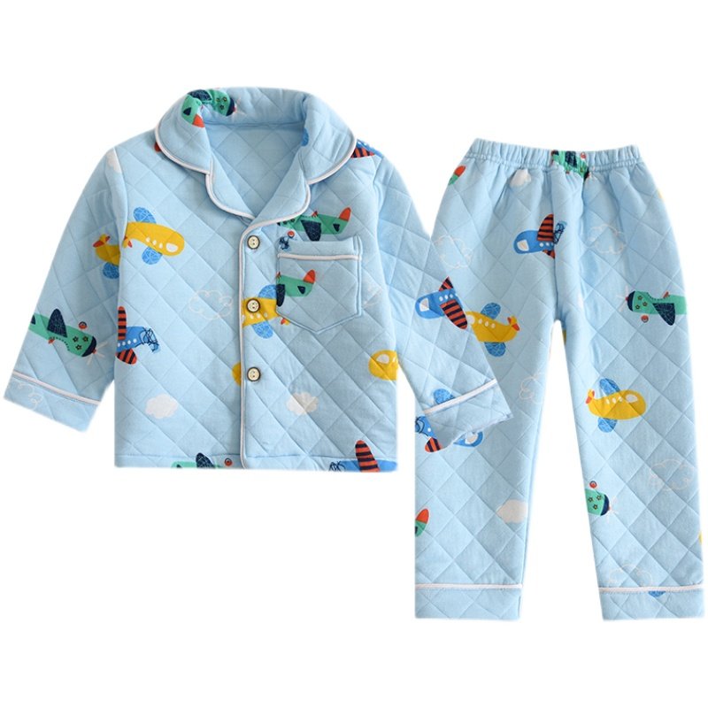 儿童冬天纯棉加厚夹棉睡衣套装全棉三层夹棉男童宝宝卡通家居服,淘宝优惠券,粉丝福利购,淘宝优惠卷