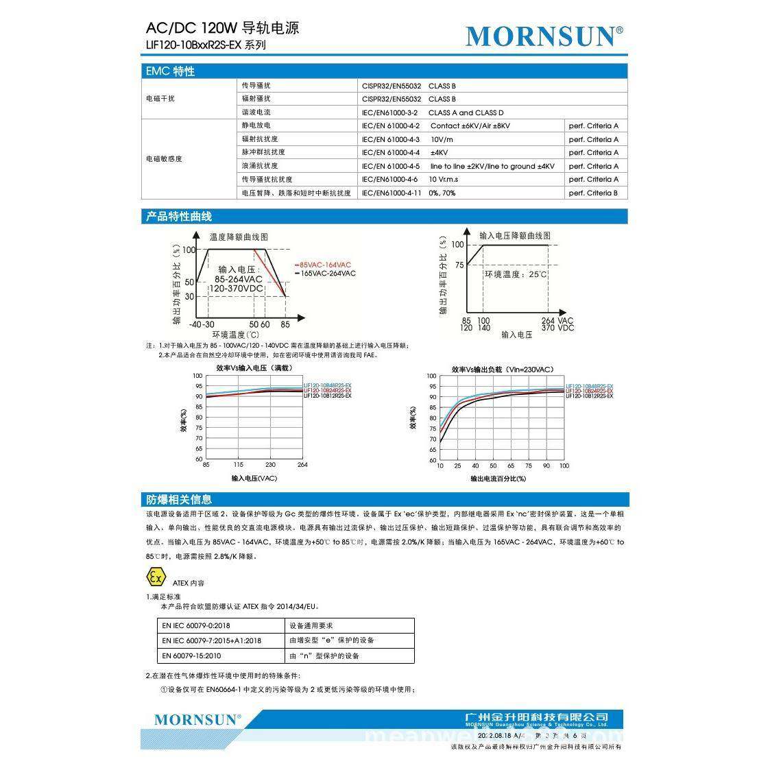 LIF120-10B12/24/48R2S-EX高品质PFC导轨防爆开关电源PLC驱动NDR - 图2