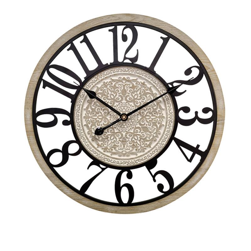 Light luxury creative hanging living room decoration wooden YX8881 clock home clock decoration silent fashion clock retro clock wall decoration