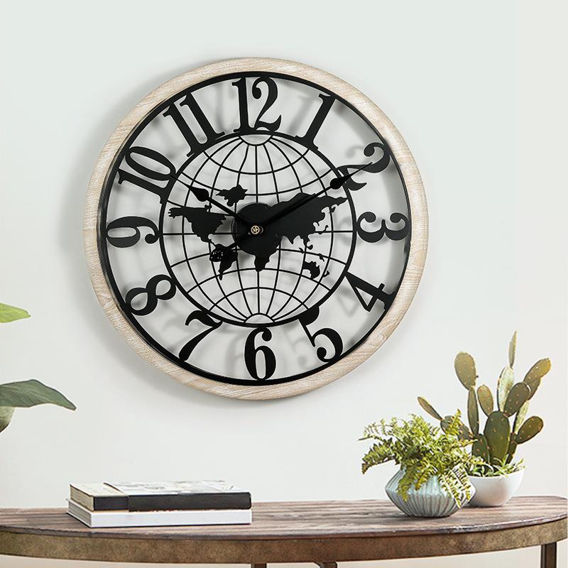 Light luxury creative hanging living room decoration wooden YX8881 clock home clock decoration silent fashion clock retro clock wall decoration