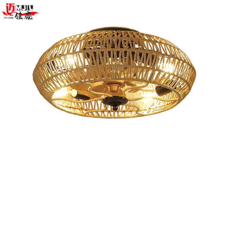 美式复古麻绳风扇灯农舍扇吸顶编织藤编圆式形卧宿无品牌/室餐厅,淘宝优惠券,粉丝福利购,淘宝优惠卷