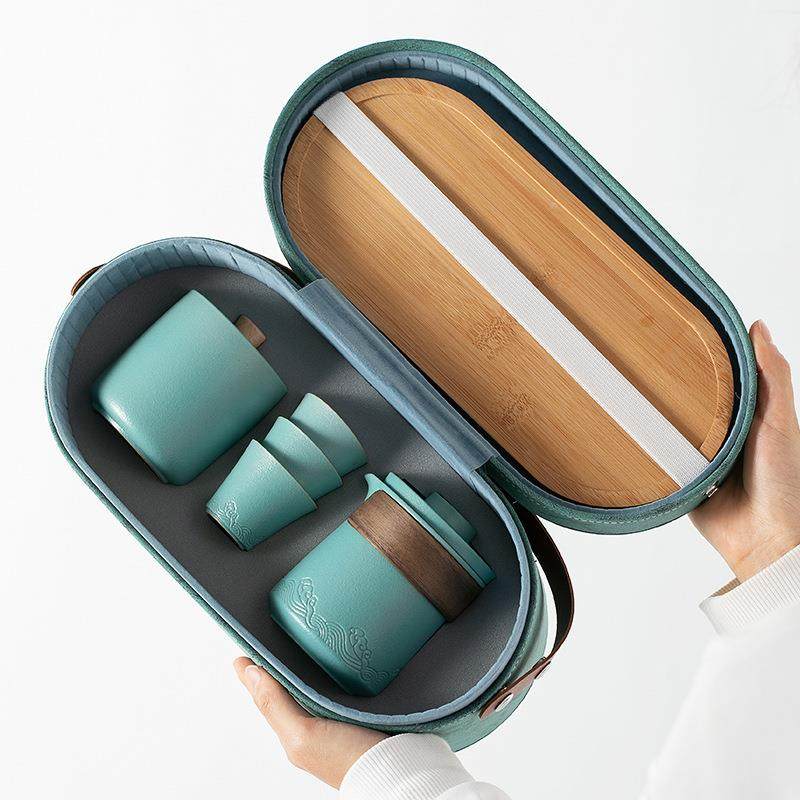 旅行茶具家用日式陶瓷一壶三杯便携包快客杯刻字茶盘小套功夫套装,淘宝优惠券,粉丝福利购,淘宝优惠卷