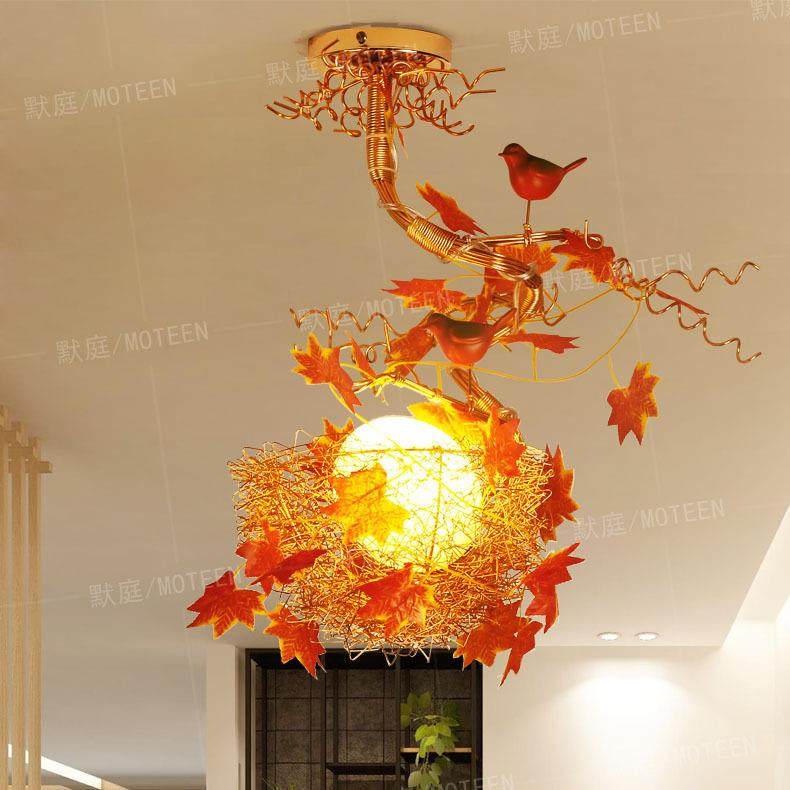 温馨LED室吸饰顶灯个性卧鸟道巢餐厅灯阳台灯创192意鸟窝玄关过灯,淘宝优惠券,粉丝福利购,淘宝优惠卷