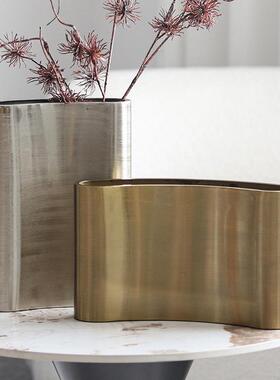 式复AET做旧美工业风古轻奢金属花瓶民宿客栈花装饰艺术插花店摆