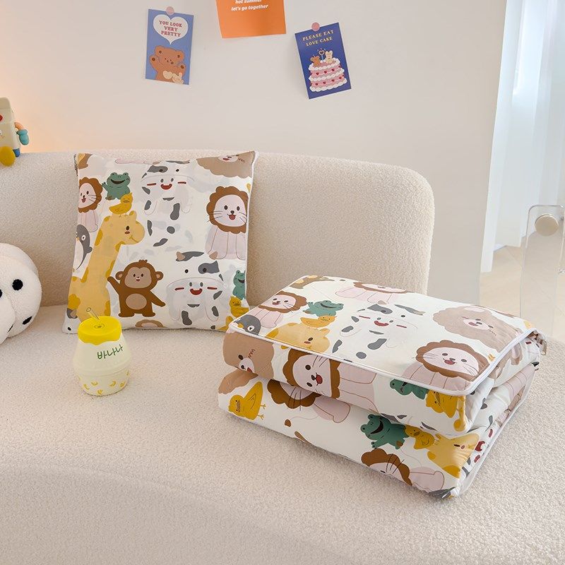 全棉抱枕被子两用卡通车载办公室午睡儿童抱枕被子纯棉毛毯二合一,淘宝优惠券,粉丝福利购,淘宝优惠卷