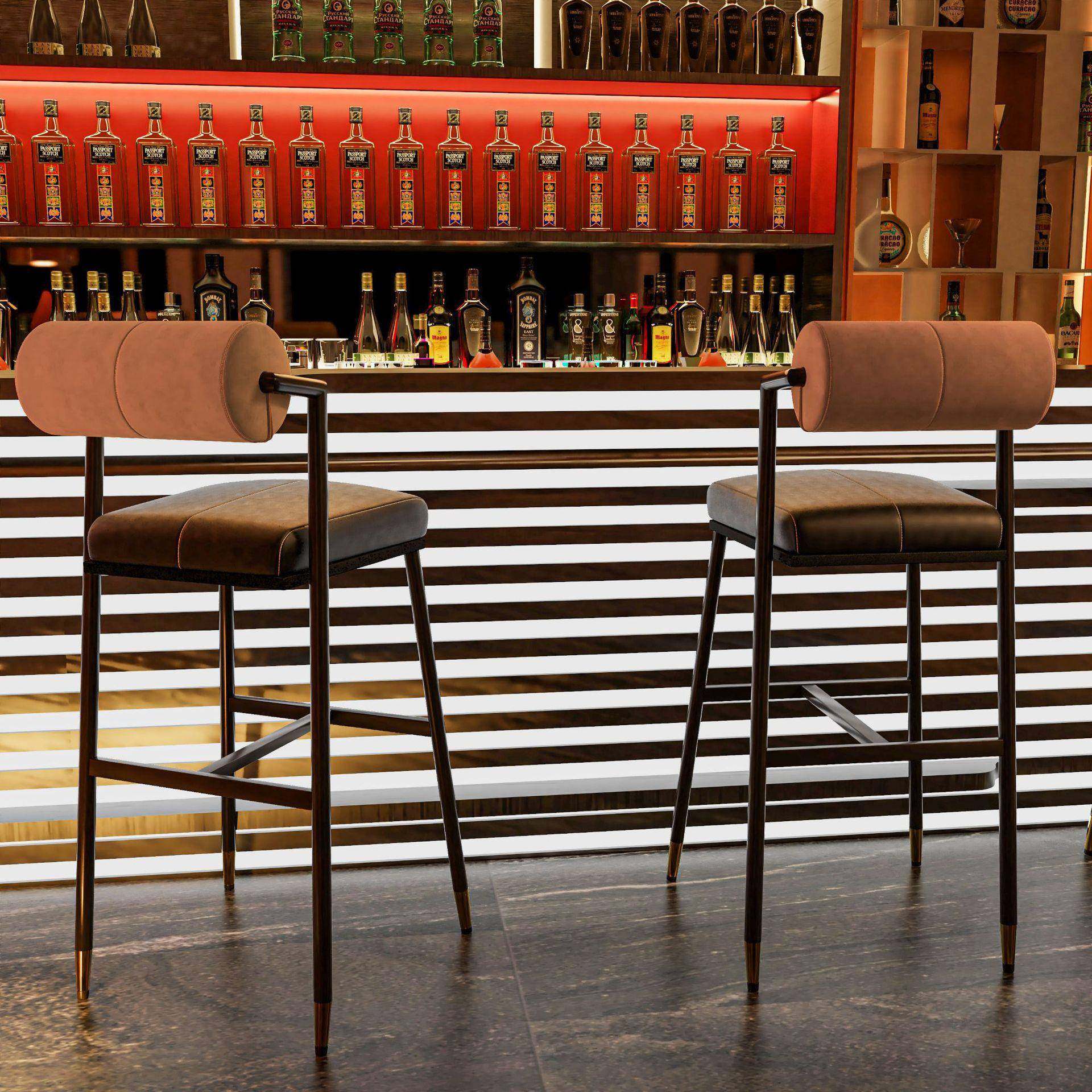 铁艺软包靠背高脚吧台椅子酒吧ktv前台复古简约吧台沙发椅,淘宝优惠券,粉丝福利购,淘宝优惠卷