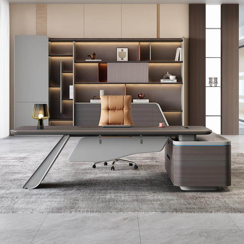 科技感老板桌高档办公桌轻奢高级感总裁大班台办公室办公桌椅组合,淘宝优惠券,粉丝福利购,淘宝优惠卷