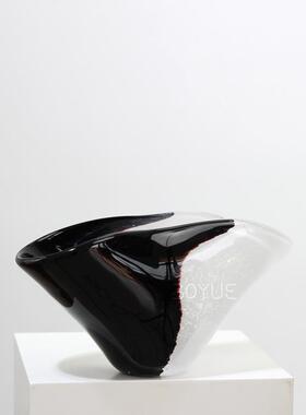 中古风创意水拼接大花口琉璃花墨瓶摆件BY6263样板间民宿厅软装艺