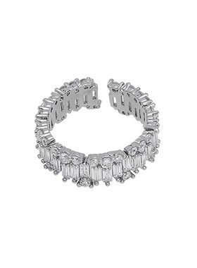 白色方形锆石戒指2022新潮戒设计感开口戒小众设计感食指戒指指环