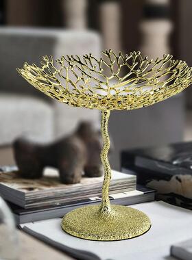 GS7172式欧发树珊财瑚树创果意盘托盘收纳盘轻奢镂空花瓶客厅餐桌