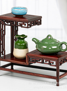红酸枝中式紫砂壶茶具博古架展示架置物架工艺品盆景摆件实木架子