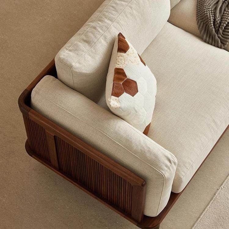 北欧黑胡桃木沙发实木三人位2.4m客厅樱桃木复古风沙发可拆洗布艺,淘宝优惠券,粉丝福利购,淘宝优惠卷