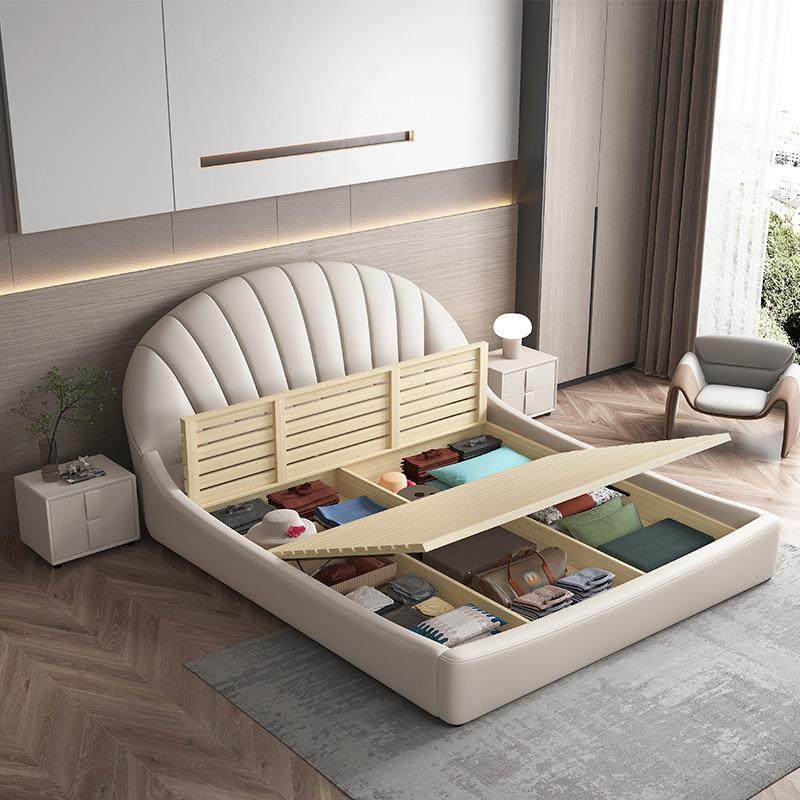 贝壳造型圆头床1.8米主卧双人大床现代极简科技布布艺床1.5米储物,淘宝优惠券,粉丝福利购,淘宝优惠卷